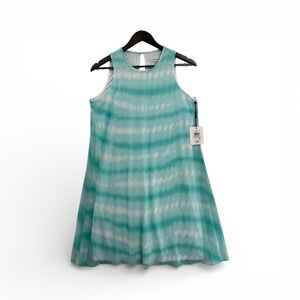 Calvin Klein Women Dress Tie Dye Aqua White Sleeveless A Line Size 6